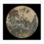 A Polychrome Fresco Depicting a Female Dignitary holding a Ruyi Scepter while Seated in a Phoenix Drawn Chariot by Anonymous