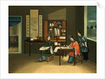 An Interior with a Woman Painting Flowers by Anonymous