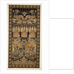 A rare silk brocade hanging of the Buddhist paradise, Lampas, with the Buddha in three mudras, representing the Past, Present and Future above Eighteen Luohans by Anonymous