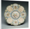 An overhead view of a shaded enamel silver-gilt tazza, the base bearing an engraved Faberge mark by Anonymous