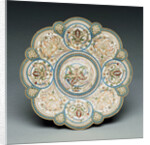 An overhead view of a shaded enamel silver-gilt tazza, the base bearing an engraved Faberge mark by Anonymous