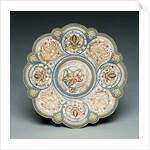 An overhead view of a shaded enamel silver-gilt tazza, the base bearing an engraved Faberge mark by Anonymous
