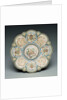 An overhead view of a shaded enamel silver-gilt tazza, the base bearing an engraved Faberge mark by Anonymous