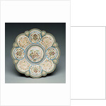 An overhead view of a shaded enamel silver-gilt tazza, the base bearing an engraved Faberge mark by Anonymous