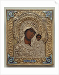 An enamel and silver-gilt icon of the Virgin Kazanskaya, the oklad marked Moscow by Anonymous