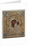 An enamel and silver-gilt icon of the Virgin Kazanskaya, the oklad marked Moscow by Anonymous