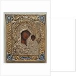 An enamel and silver-gilt icon of the Virgin Kazanskaya, the oklad marked Moscow by Anonymous