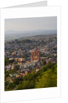 Evening City View from above City with Parroquia Archangel Church San Miguel de Allende by Anonymous