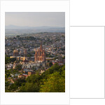 Evening City View from above City with Parroquia Archangel Church San Miguel de Allende by Anonymous