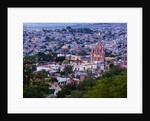 Evening City View from above City with Parroquia Archangel Church San Miguel de Allende by Anonymous