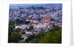 Evening City View from above City with Parroquia Archangel Church San Miguel de Allende by Anonymous