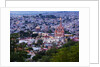 Evening City View from above City with Parroquia Archangel Church San Miguel de Allende by Anonymous