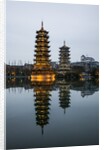 Sun and Moon Pagodas located on Banyan Lake, Guilin, China by Anonymous