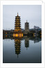 Sun and Moon Pagodas located on Banyan Lake, Guilin, China by Anonymous