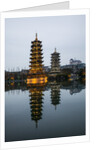 Sun and Moon Pagodas located on Banyan Lake, Guilin, China by Anonymous