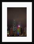 Nightly Light Show of The City of Hong Kong Draped in Fog by Anonymous