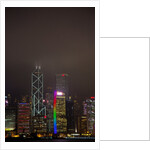 Nightly Light Show of The City of Hong Kong Draped in Fog by Anonymous