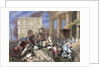 Sack of Rome by the Visigoths led by Alaric I in 410. Colored engraving. by Anonymous