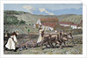Monks ploughing the land with oxen. Germany. by Anonymous