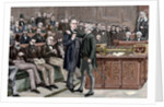 Arrest of deputy atheist Brandlaugh for refusing to leave the Chamber of Commons. London. England. by Anonymous
