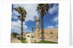 Caesarea Harbor National Park, Crusader City, a roman sarcophagus adorned with rosettes and the minaret of Bosnian Mosque by Anonymous