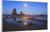 Moon set over Neadles, Canon Beach, Oregon Coast, Pacific Northwest by Anonymous
