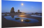Moon set over Neadles, Canon Beach, Oregon Coast, Pacific Northwest by Anonymous
