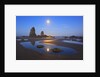 Moon set over Neadles, Canon Beach, Oregon Coast, Pacific Northwest by Anonymous