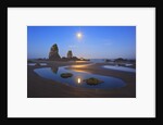 Moon set over Neadles, Canon Beach, Oregon Coast, Pacific Northwest by Anonymous