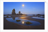 Moon set over Neadles, Canon Beach, Oregon Coast, Pacific Northwest by Anonymous