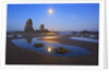 Moon set over Neadles, Canon Beach, Oregon Coast, Pacific Northwest by Anonymous