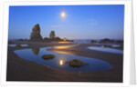 Moon set over Neadles, Canon Beach, Oregon Coast, Pacific Northwest by Anonymous