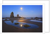 Moon set over Neadles, Canon Beach, Oregon Coast, Pacific Northwest by Anonymous
