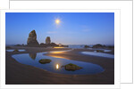 Moon set over Neadles, Canon Beach, Oregon Coast, Pacific Northwest by Anonymous