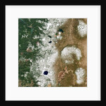 Satellite view of Crater Lake and the Cascade Mountains of Oregon by Anonymous