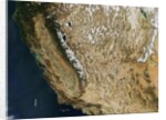 Satellite view of California and Nevada showing early season snow in the Sierra Nevada Mountains by Anonymous