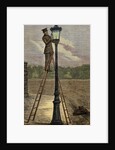 Lamplighter cleaning an old lamppost. by Anonymous