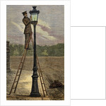 Lamplighter cleaning an old lamppost. by Anonymous