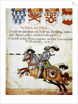 Book of the Tournament. Knight on horseback and armed with spears. Italy. by Anonymous