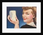 Woman Holding Miniature Fridge by Anonymous