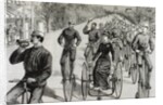 American League cycles in Pennsylvania Avenue. Mid May 1884. Washington. United States. Engraving. by Anonymous