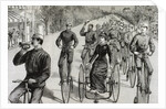 American League cycles in Pennsylvania Avenue. Mid May 1884. Washington. United States. Engraving. by Anonymous