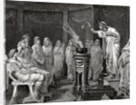 Priestess of the goddess Vesta making an offering. by Anonymous