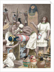 Mummification. Anciet Egypt. Engraving. 19th century. Colored. by Anonymous