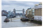 The Thames river, the HMS Belfast, a Royal Navy light cruiser, and the Tower Bridge by Anonymous