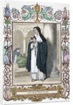 Saint Agnes of Montepulciano (1268-1317). Engraving. Colored. by Anonymous
