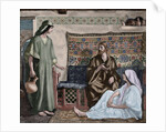 Jesus in the House of Martha and Mary. Engraving. Colored. by Anonymous