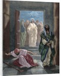 Parable of the Pharisee and the Publican. Engraving. Colored. by Anonymous