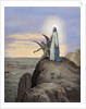 Jesus tempted by the Devil. Engraving. Colored. by Anonymous