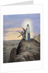 Jesus tempted by the Devil. Engraving. Colored. by Anonymous